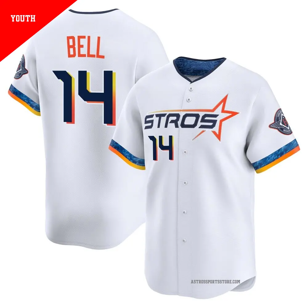 Youth ＃14 Derek Bell Houston Astros White Limited 2025 City Connect Jersey