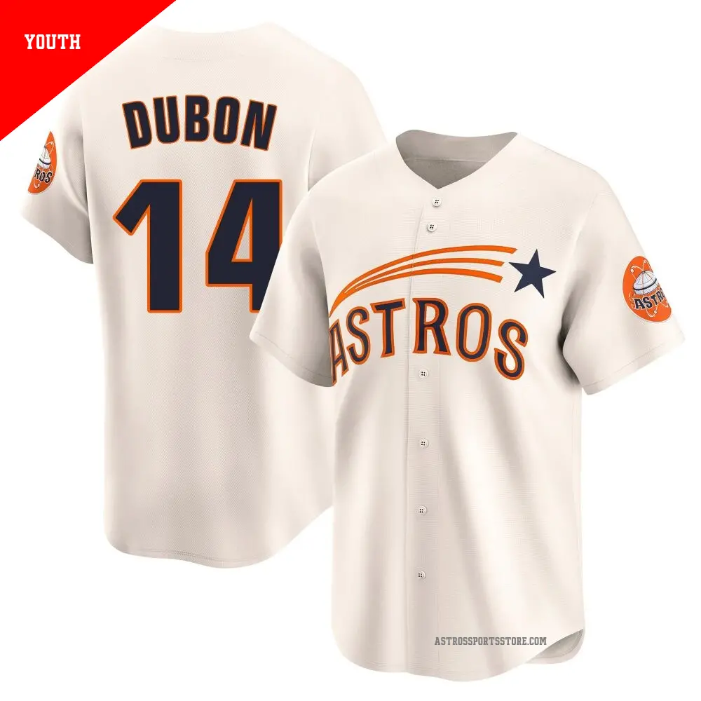 Youth ＃14 Mauricio Dubon Houston Astros Cream Limited Throwback Cooperstown Collection Jersey