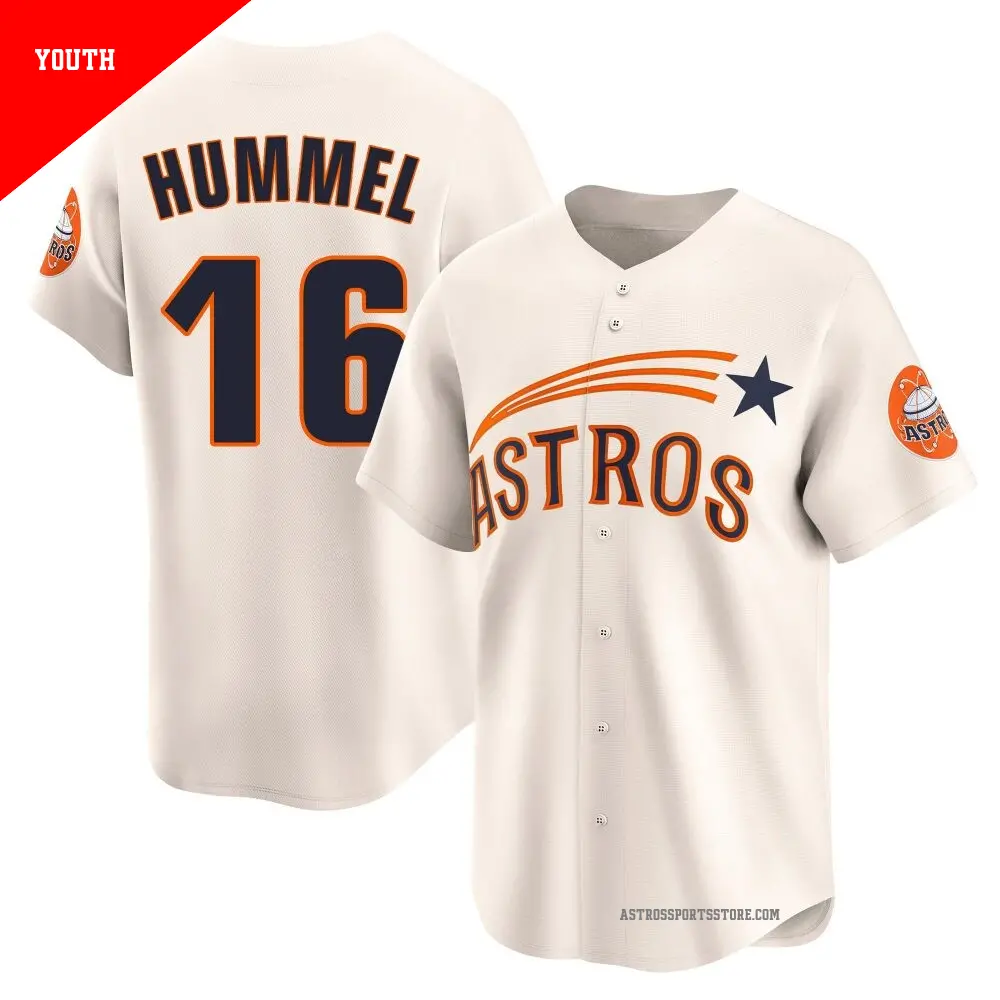 Youth ＃16 Cooper Hummel Houston Astros Cream Limited Throwback Cooperstown Collection Jersey