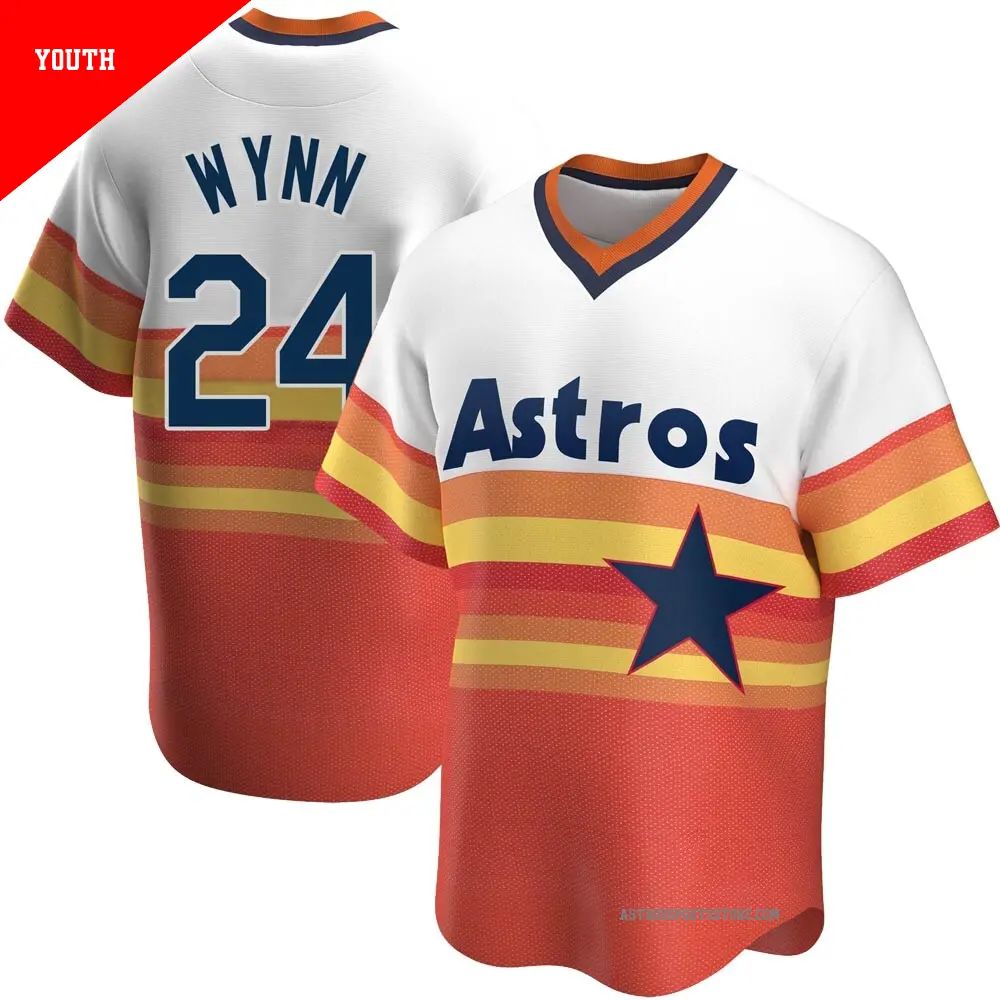 Youth ＃24 Jimmy Wynn Houston Astros White Replica Home Cooperstown Collection Jersey