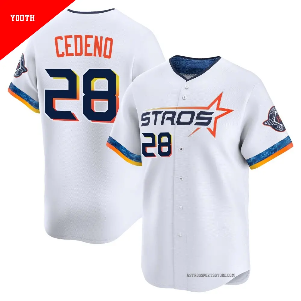 Youth ＃28 Cesar Cedeno Houston Astros White Limited 2025 City Connect Jersey