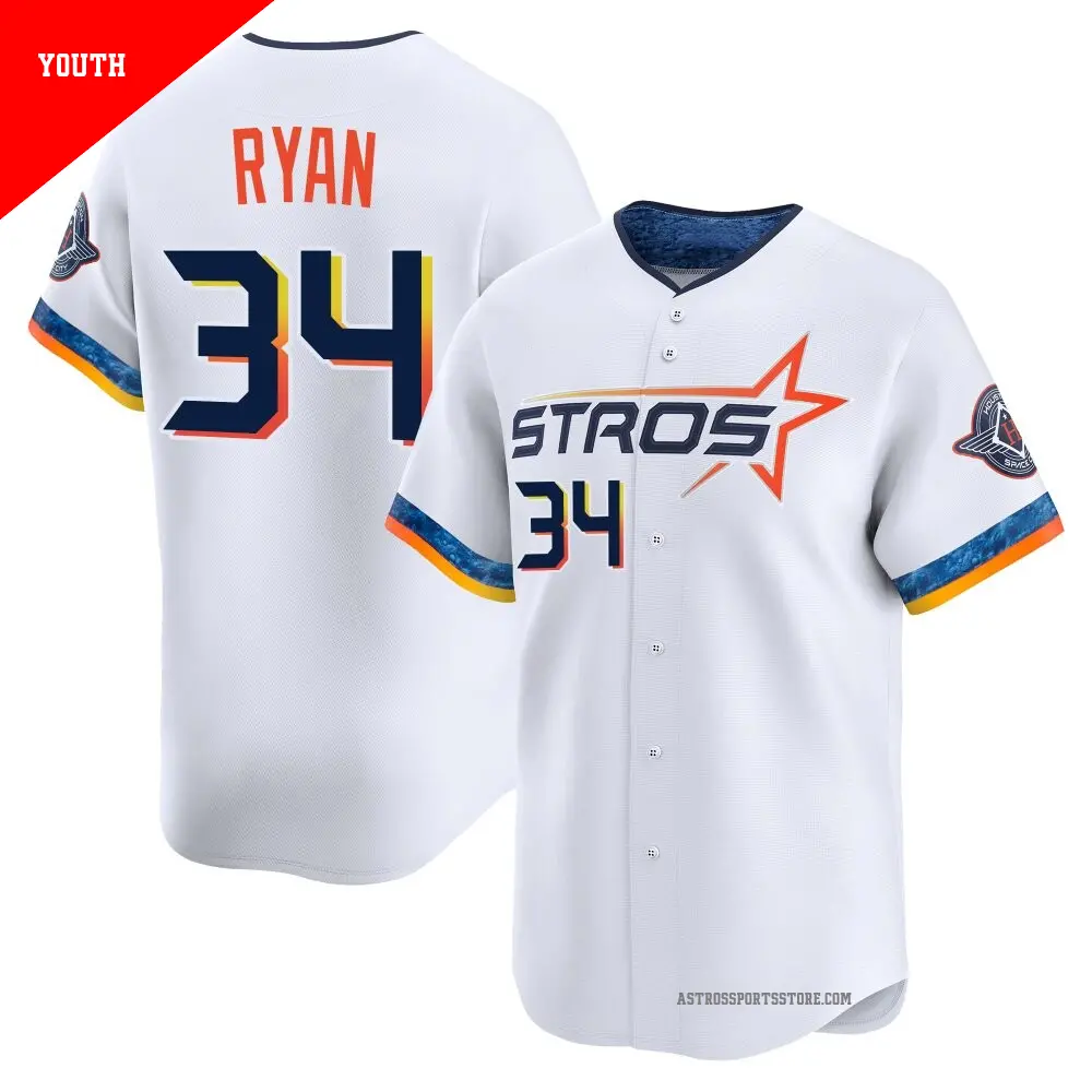 Youth ＃34 Nolan Ryan Houston Astros White Limited 2025 City Connect Jersey