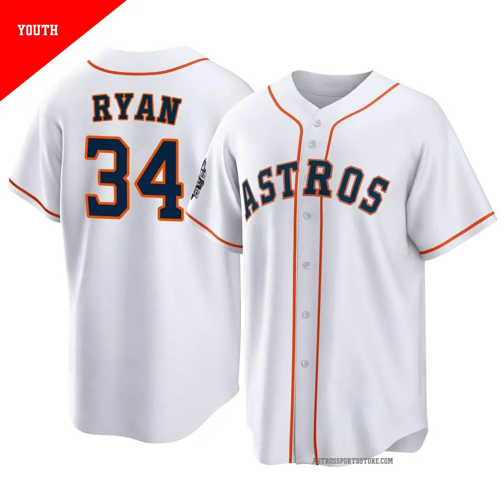 Youth ＃34 Nolan Ryan Houston Astros White Replica 2022 World Series Home Jersey