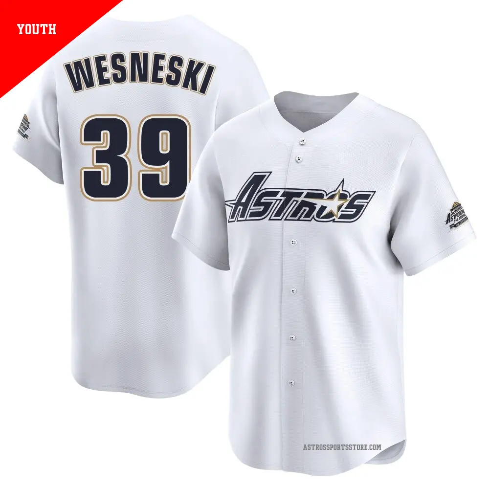 Youth ＃39 Hayden Wesneski Houston Astros White Limited Throwback Cooperstown Collection Jersey