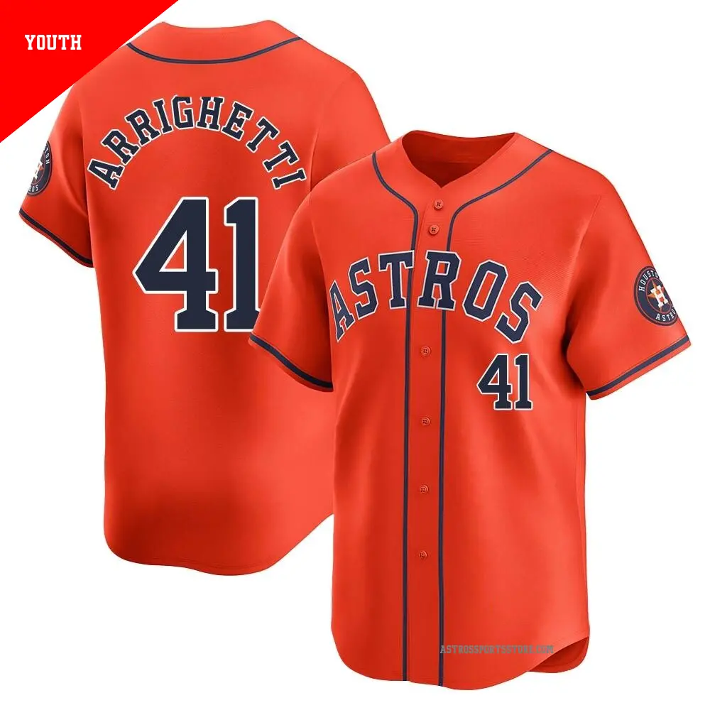 Youth ＃41 Spencer Arrighetti Houston Astros Orange Limited Alternate Jersey