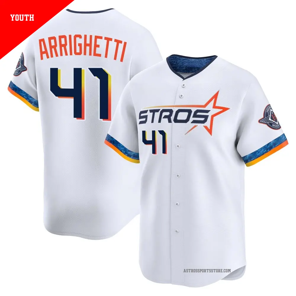 Youth ＃41 Spencer Arrighetti Houston Astros White Limited 2025 City Connect Jersey
