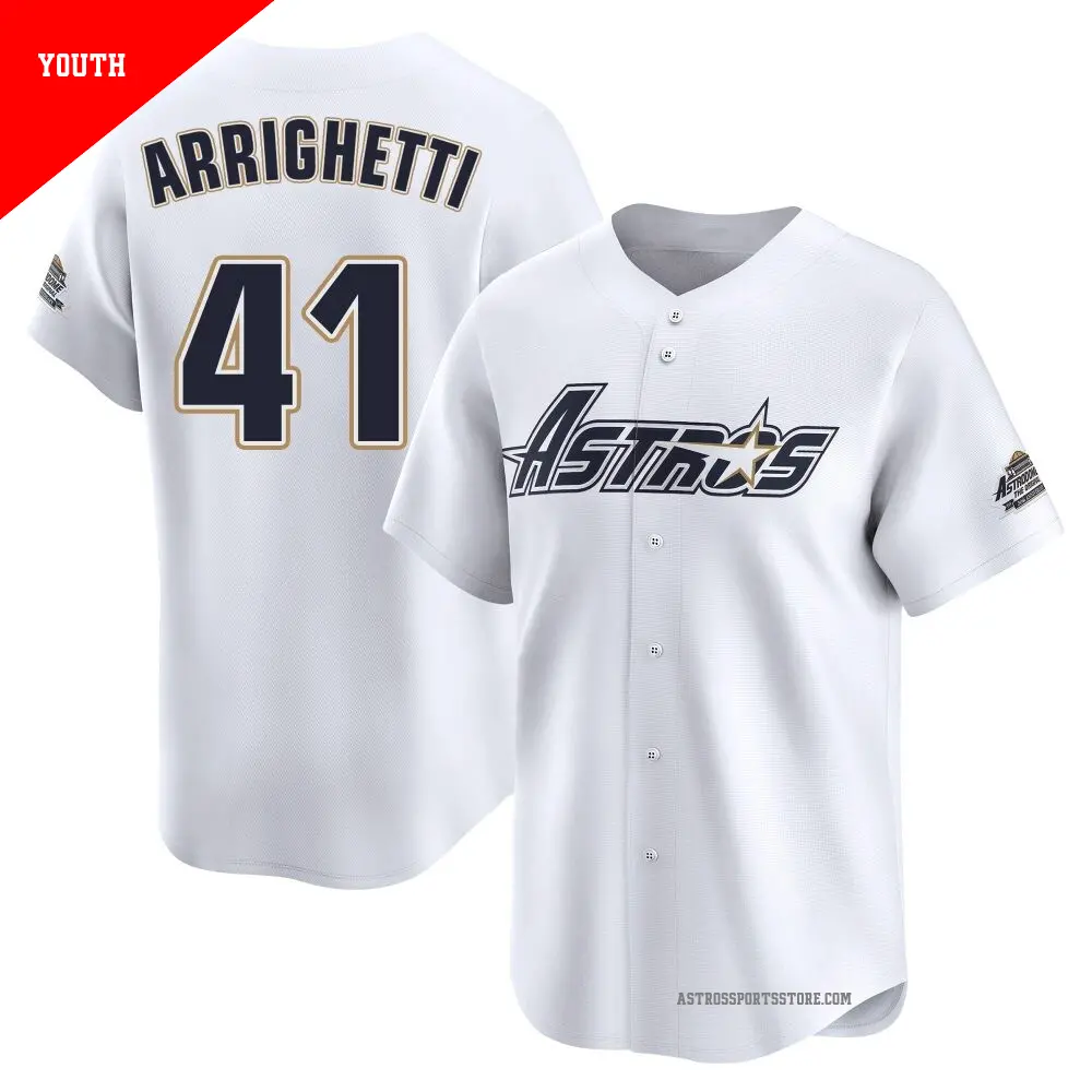 Youth ＃41 Spencer Arrighetti Houston Astros White Limited Throwback Cooperstown Collection Jersey