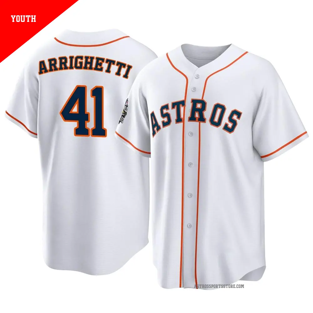 Youth ＃41 Spencer Arrighetti Houston Astros White Replica 2022 World Series Home Jersey