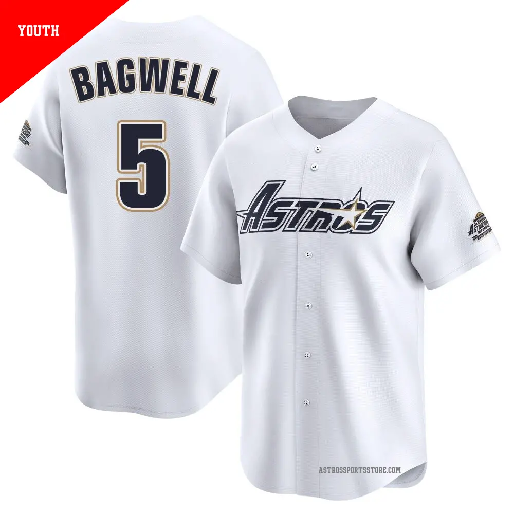 Youth ＃5 Jeff Bagwell Houston Astros White Limited Throwback Cooperstown Collection Jersey