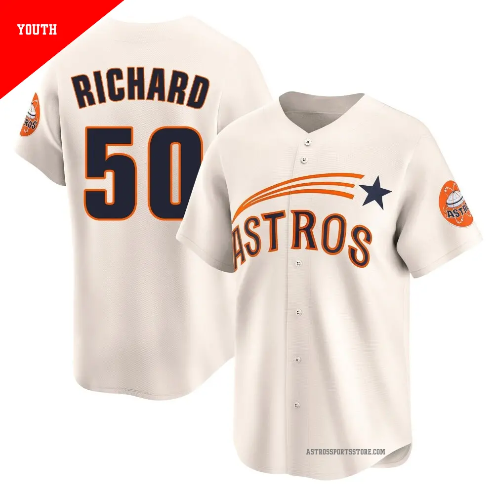 Youth ＃50 J.R. Richard Houston Astros Cream Limited Throwback Cooperstown Collection Jersey