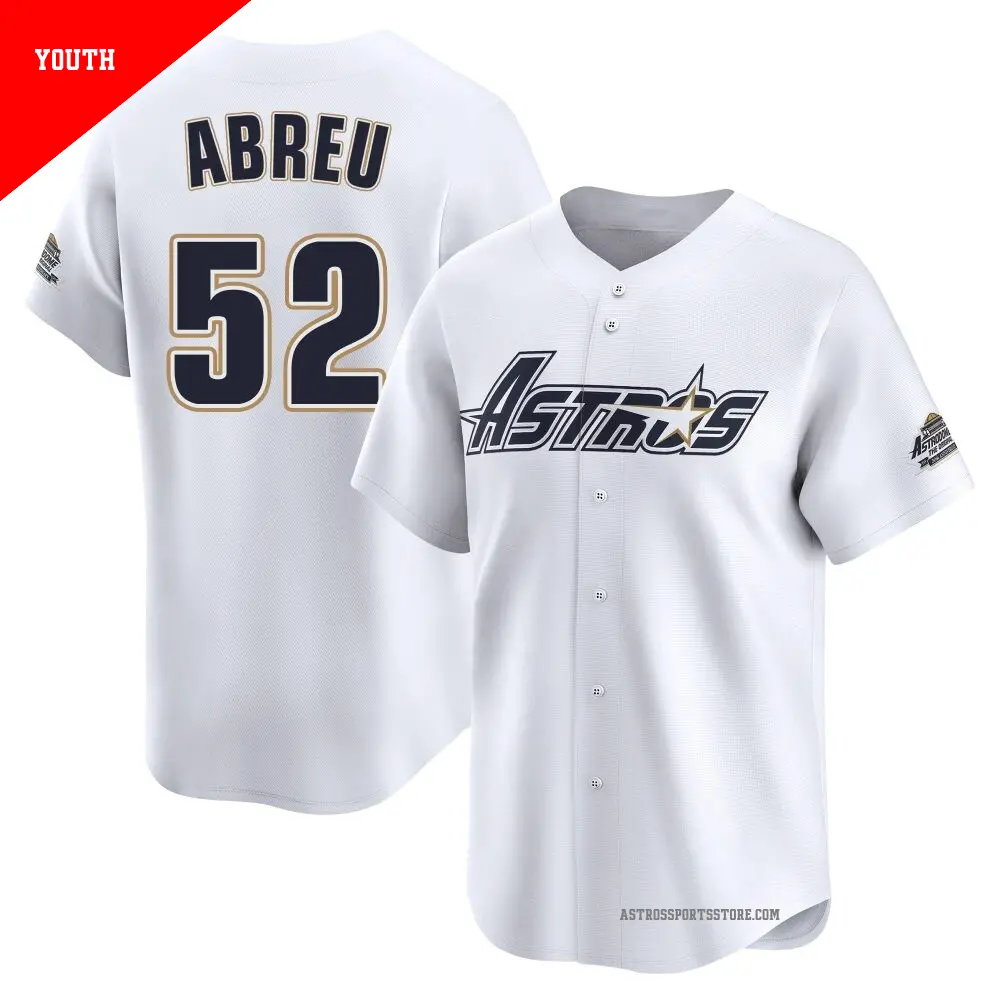 Youth ＃52 Bryan Abreu Houston Astros White Limited Throwback Cooperstown Collection Jersey