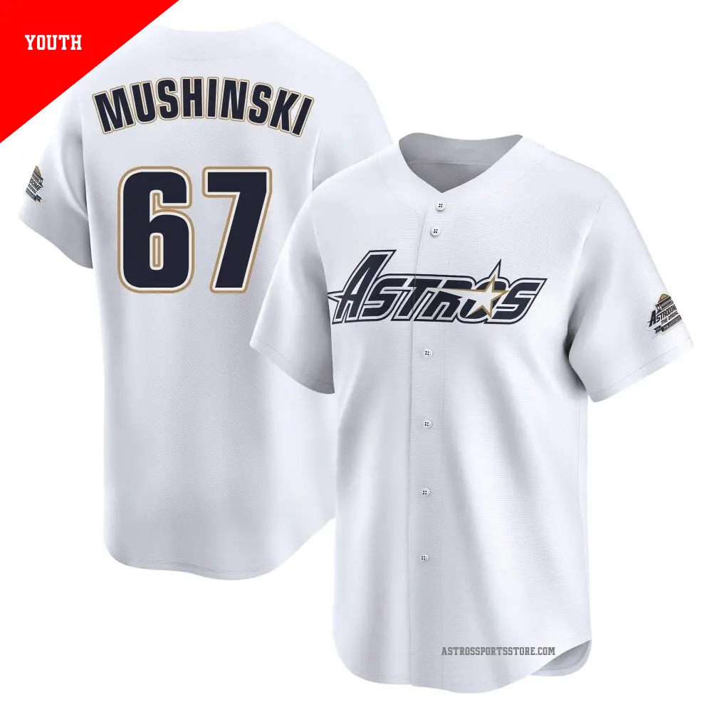 Youth ＃67 Parker Mushinski Houston Astros White Limited Throwback Cooperstown Collection Jersey