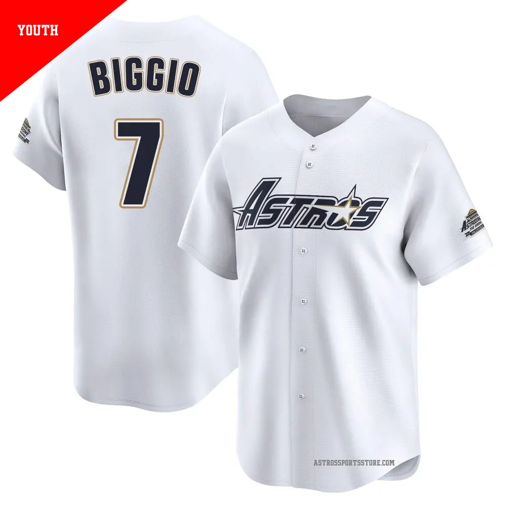 Youth ＃7 Craig Biggio Houston Astros White Limited Throwback Cooperstown Collection Jersey