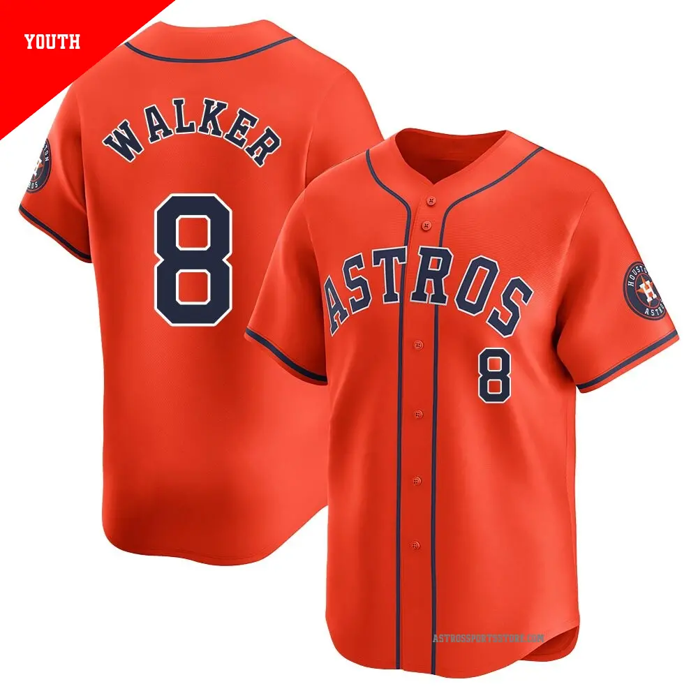 Youth ＃8 Christian Walker Houston Astros Orange Limited Alternate Jersey